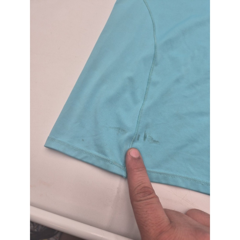 Patagonia Womens Blue Short Sleeve Performance T-Shirt Top - Size Large Stains - Picture 7 of 9